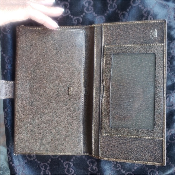 RARE Vintage 70s Gucci GG Sherry Line Bifold long Wallet Brown Leather - Picture 6 of 11